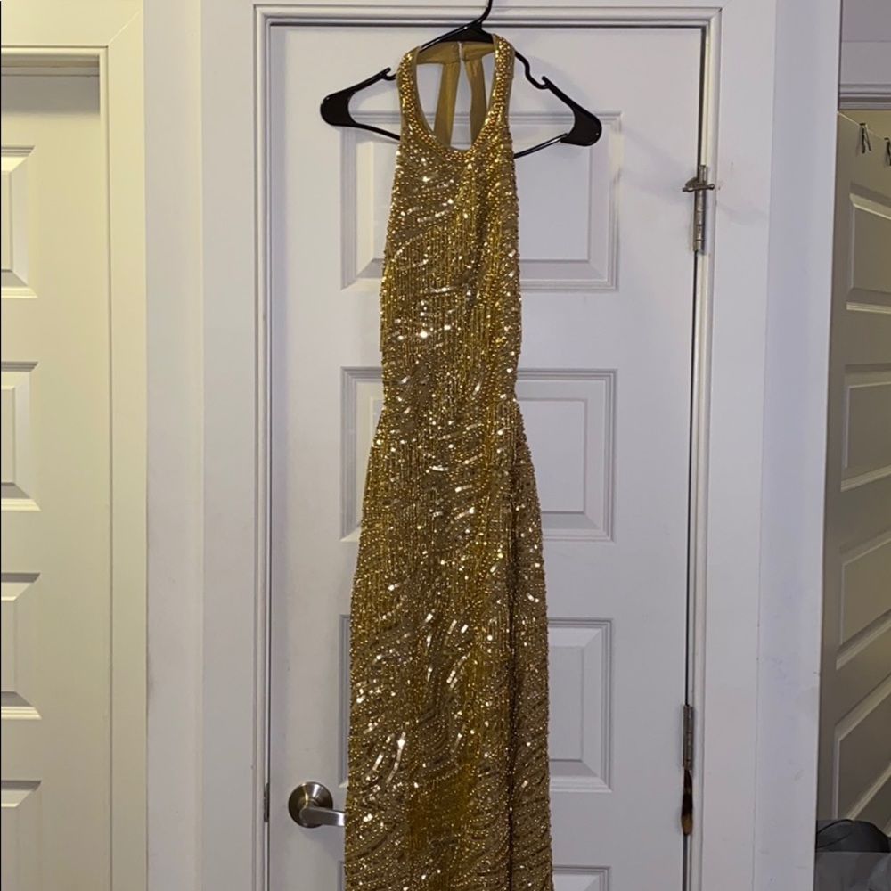 Beaded backless cocktail dress